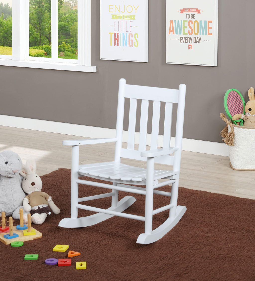 Coaster Home Furnishings Annie Slat Back Solid Wood Kids Rocking Chair White