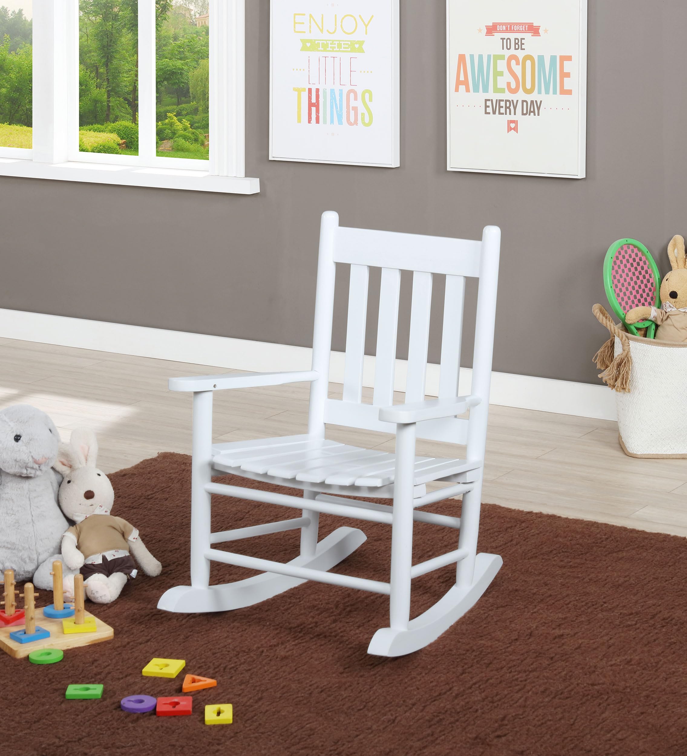 Coaster Home Furnishings Annie Slat Back Solid Wood Kids Rocking Chair White