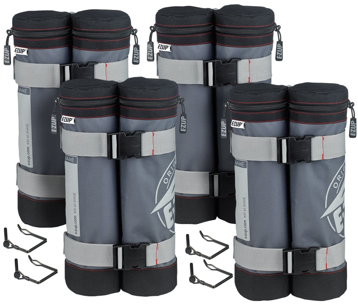 E-Z Up Wb3Gybk4 Fillable Deluxe Set Of 4, Holds Up To 45 Lbs. Each Weight Bags, Gray/Black
