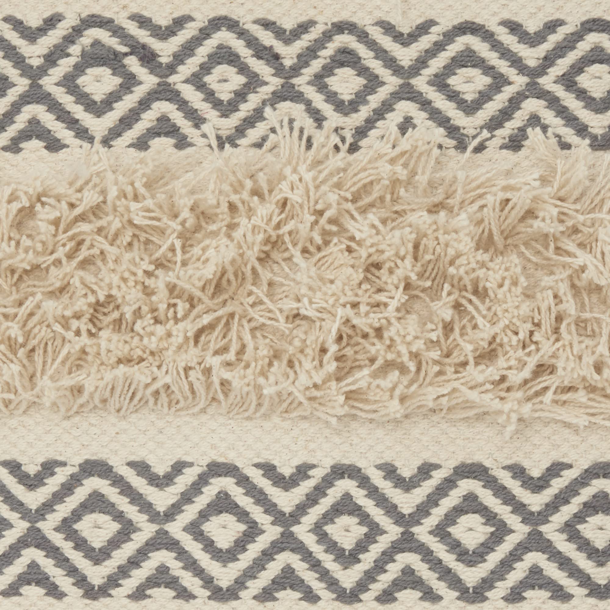 HomeRoots 100% Cotton Charcoal Diamond Patterned Throw Pillow