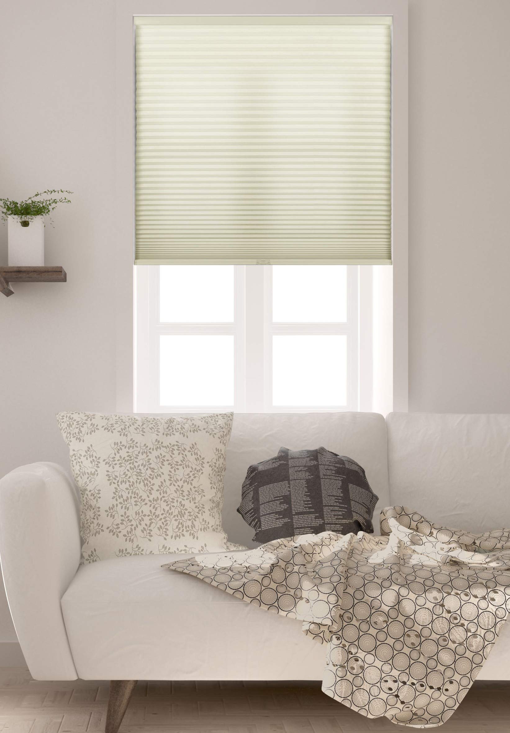 Arlo Blinds Single Cell Light Filtering Cordless Cellular Shades, Color: Cream, Size: 20'' W x 60'' H