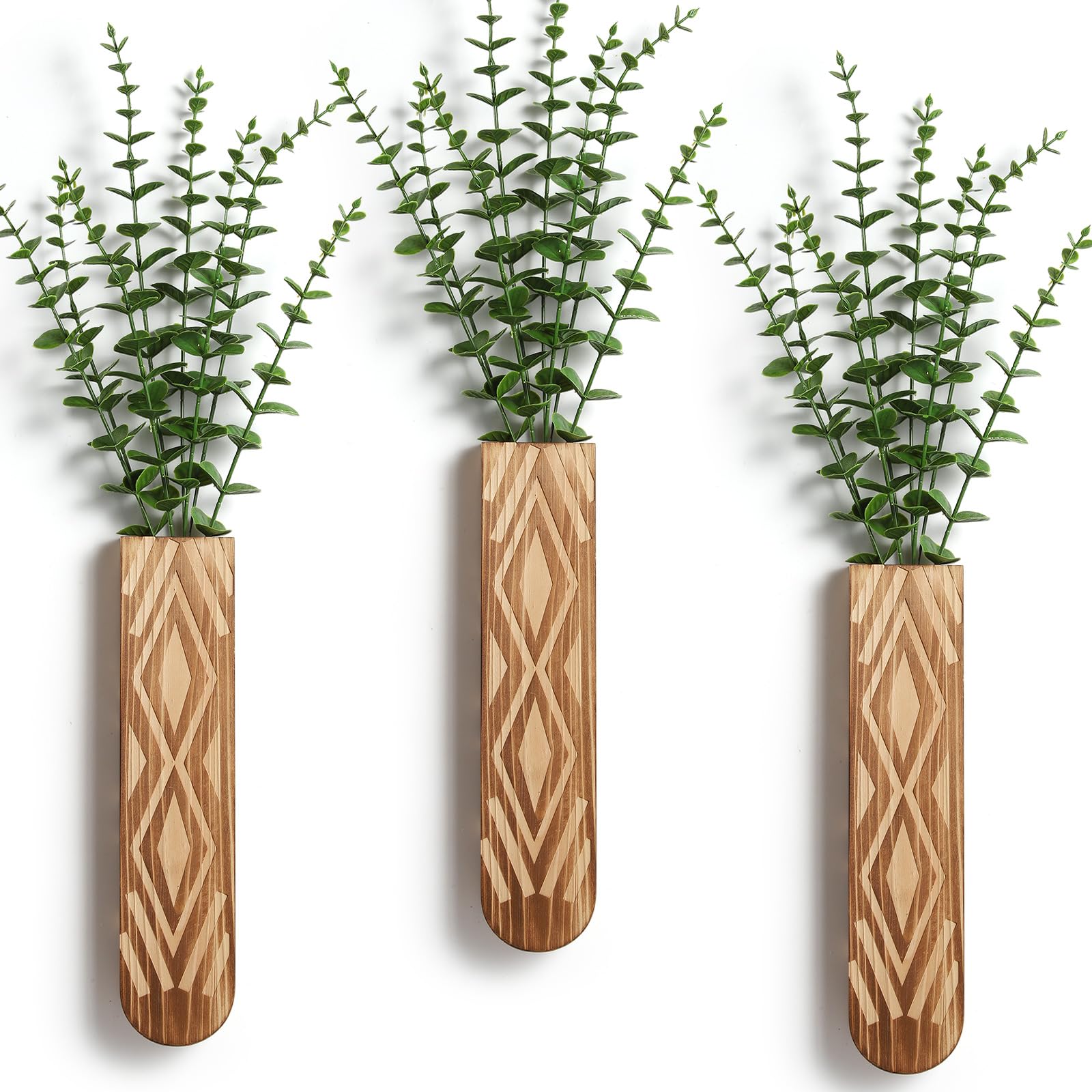 WEWEOW Wall Planter, Geometric Pattern Wall Vase for Living Room and Bathroom Decor, 3 Pack Hanging Planter for Holding Dried Fl