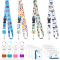 Roadplum 4 Pack Cruise Lanyards Set For Ship Cards, With Retractable Badge Reel Waterproof Luggage Tag Holders Id Card Holders,