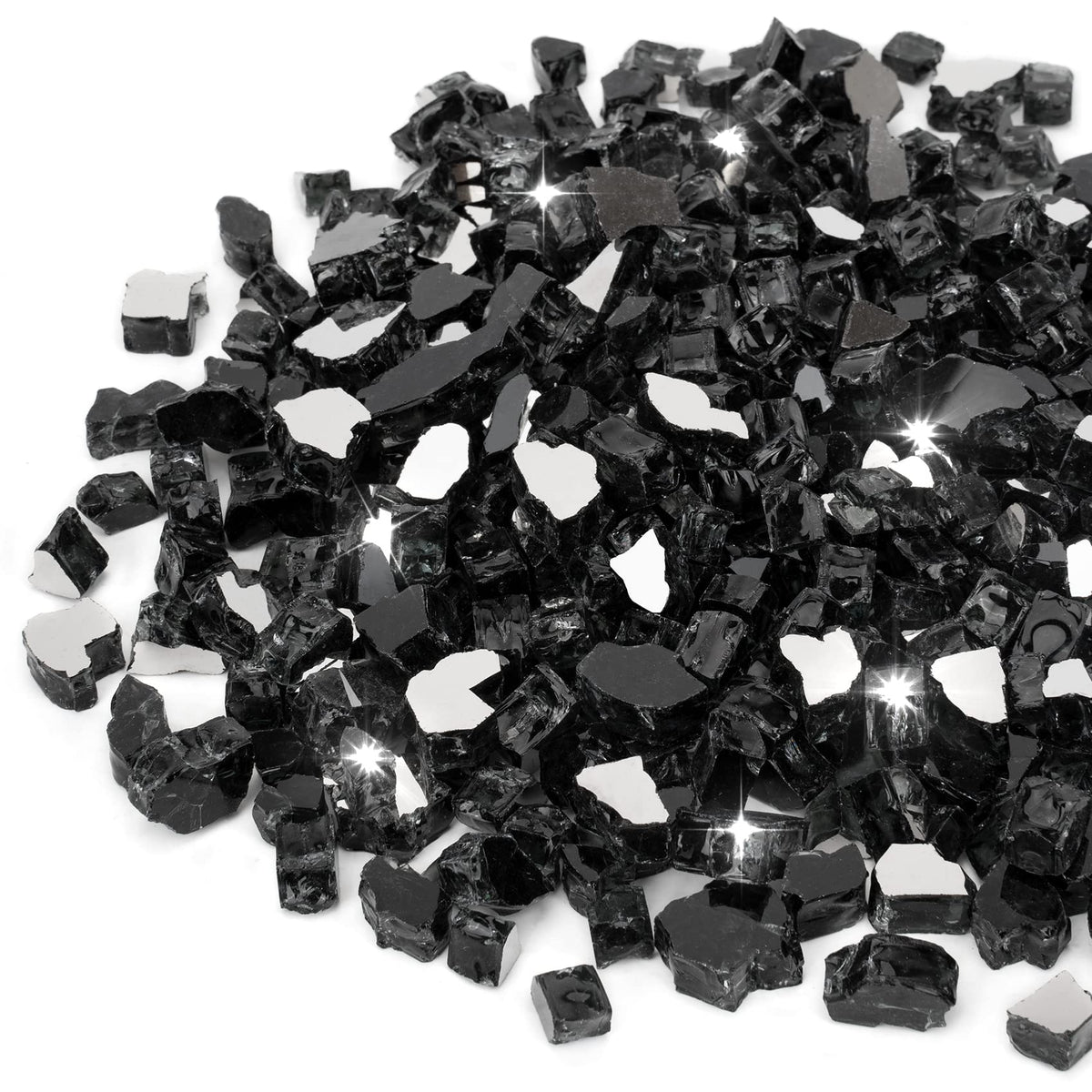 Stanbroil 10-Pound Fire Glass - 1/2 Inch Reflective Tempered Fire Glass For Fireplace Fire Pit, Onyx Black Reflective