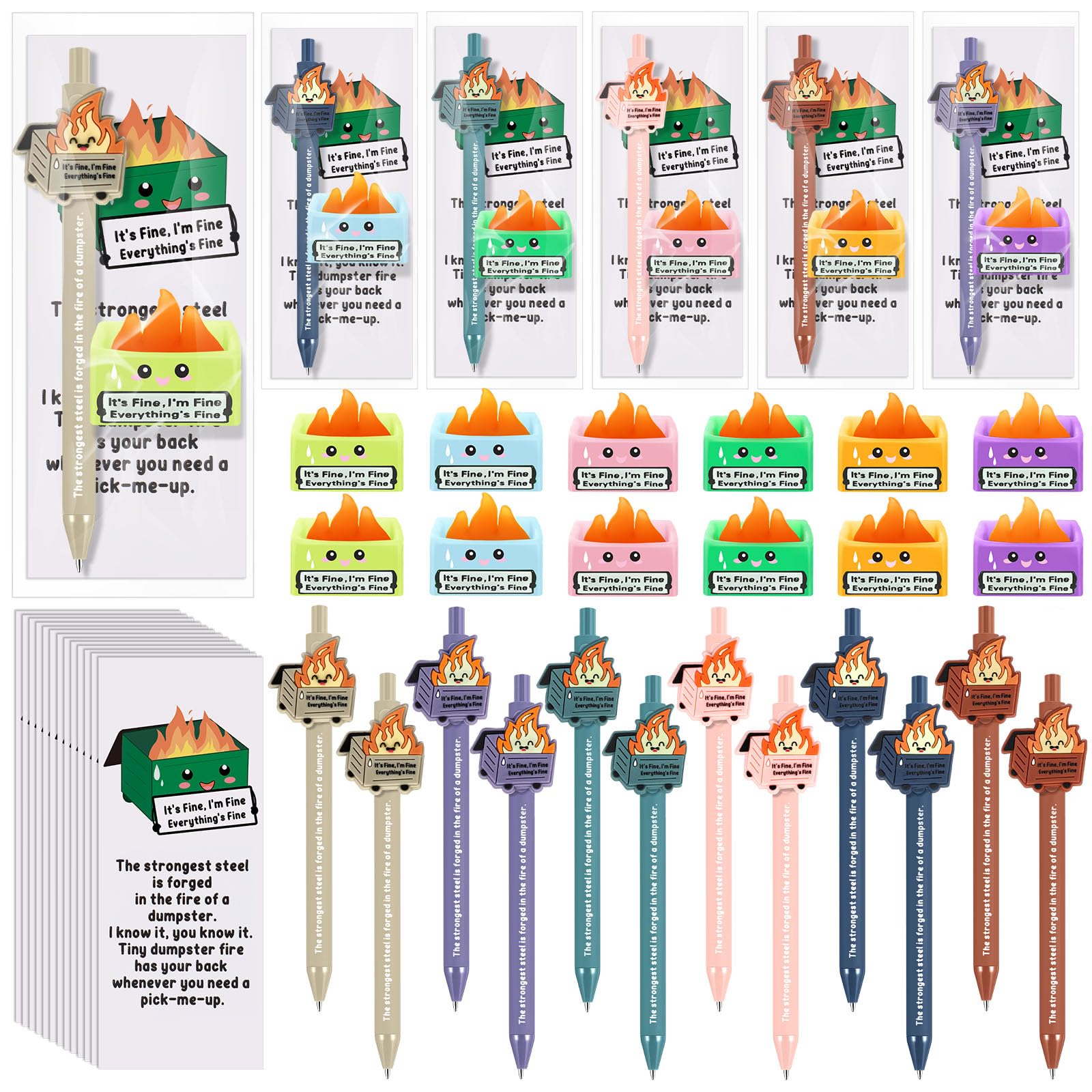 TecUnite 30 Sets Dumpster Gifts Bulk Christmas Employee Appreciation Team Inspirational Colored Dumpster Pen Stress Ball Awesome
