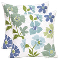 Pilmandu Pack Of 2 Embroidered Decorative Throw Pillow Cover 18X18 Inch Farmhouse Floral Pillowcase For Living Room Sofa Bed (Gr