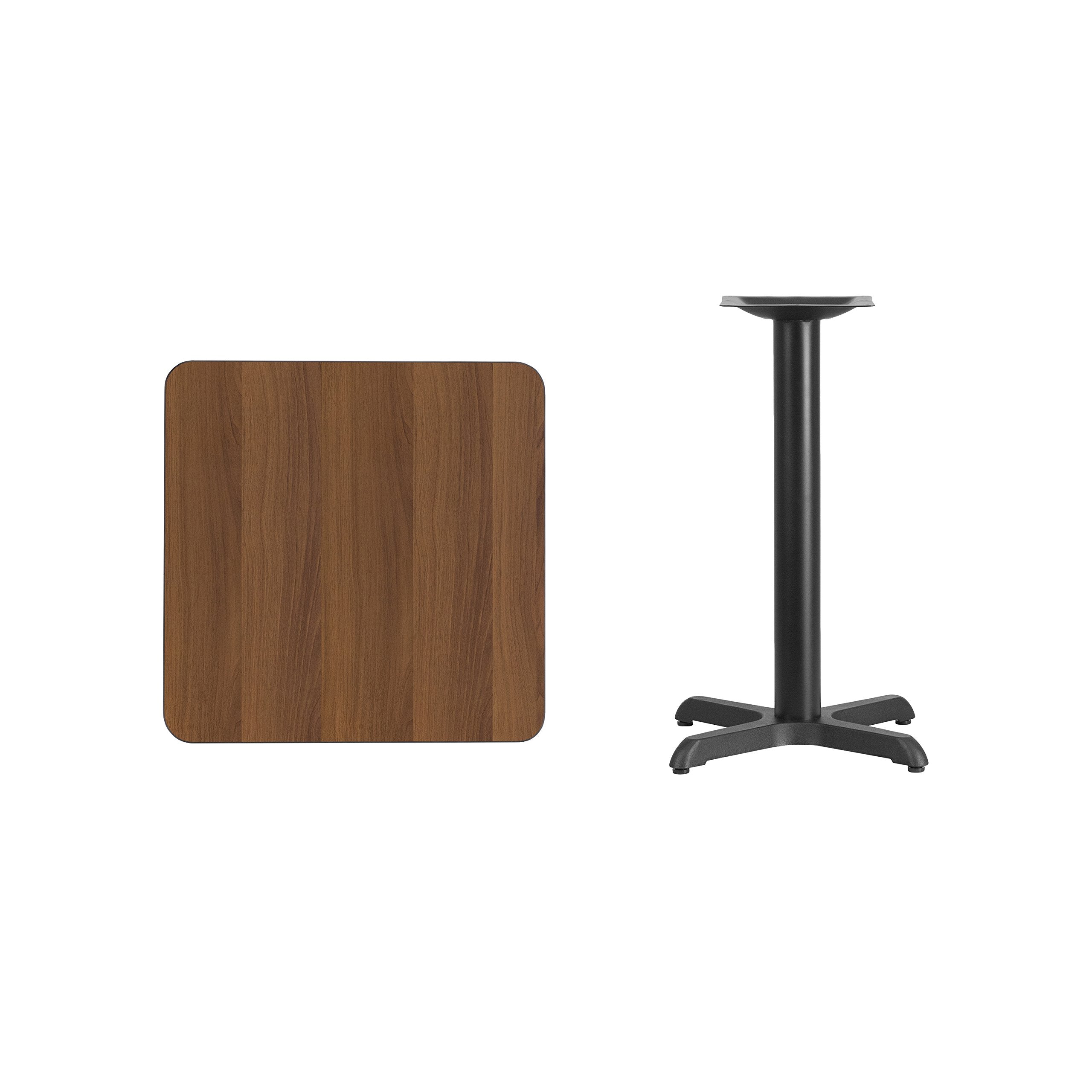 Flash Furniture Graniss 24'' Square Walnut Laminate Table Top With 22'' X 22'' Table Height Base
