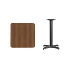 Flash Furniture Graniss 24'' Square Walnut Laminate Table Top With 22'' X 22'' Table Height Base