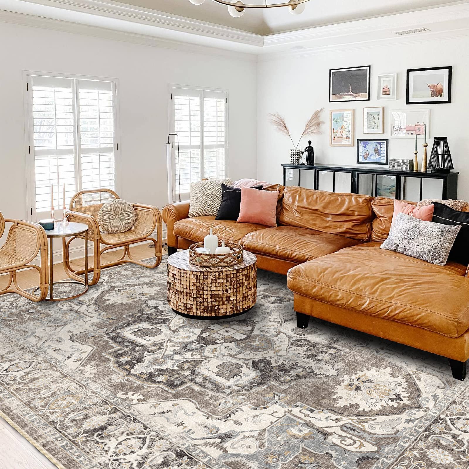 YOUFORTONG Area Rugs 9x12 Washable Non-Slip Rug Stain Resistant Rugs for Living Room Dining Room Bedroom Low-Pile and Ultra Soft