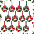 Moucuny 12 Pcs Cabinet Wreaths for Kitchen Mini Christmas Wreaths with Ribbon Small Christmas Farmhouse Wreaths Artificial Pine 