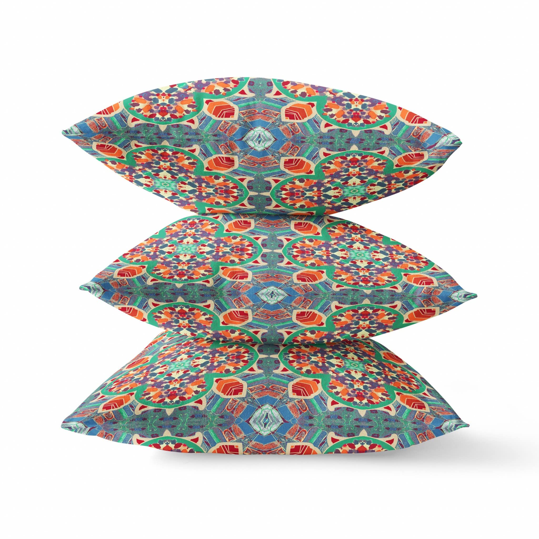 HomeRoots Orange Green Cloverleaf Boho Suede Throw Pillow