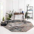 Unique Loom Trellis Frieze Collection Area Rug - Geometric (5 Octagon, Blue Multi/ Ivory)