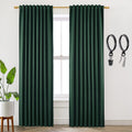 Shineland 108 Inch Curtains 2 Panel Set Blackout,Back Tab Pleated Thermal Insulated Darkening Black Out Dark Green High Ceiling
