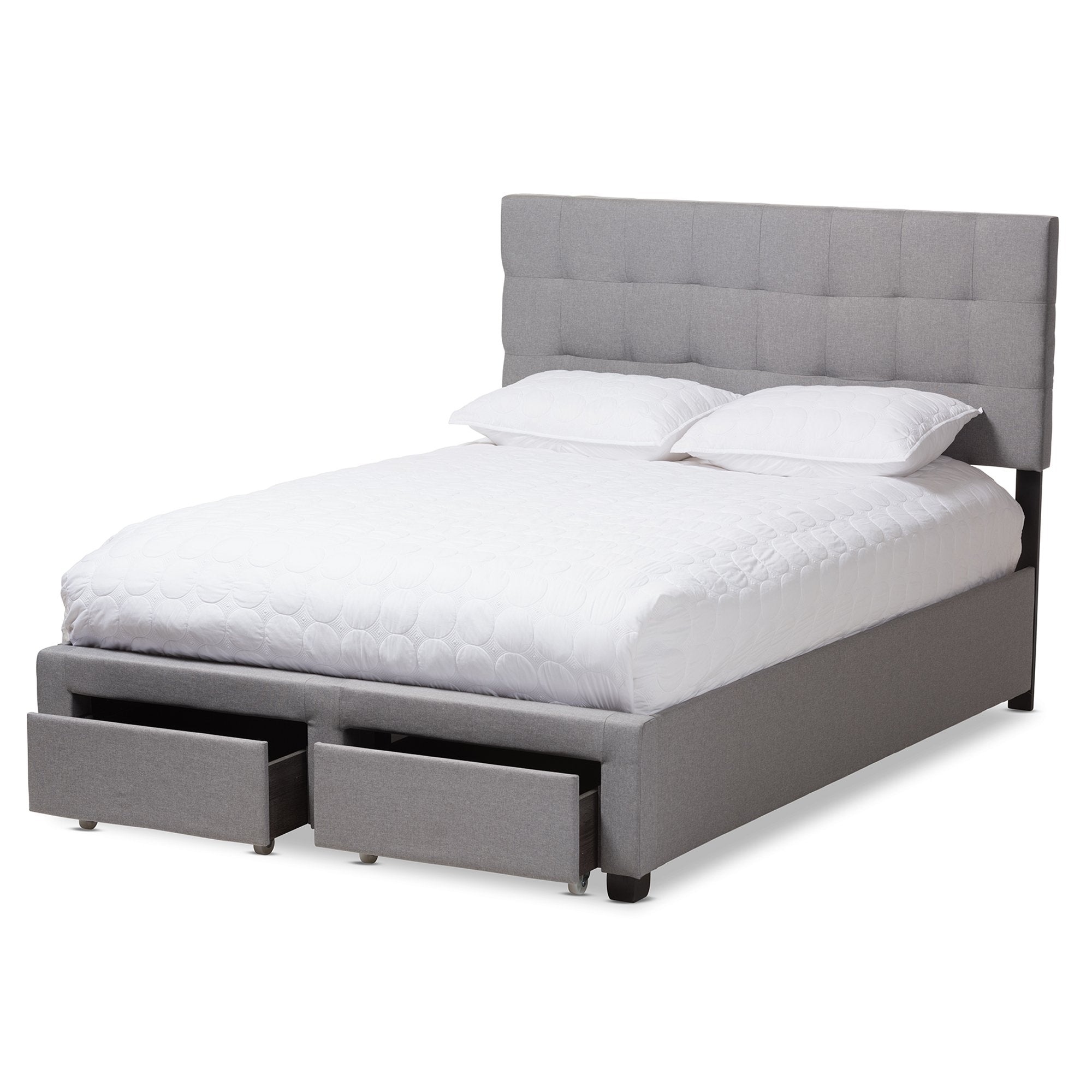 Baxton Studio Tibault Modern And Contemporary Grey Fabric Upholstered Queen Size Storage Bed Grey/Queen//Contemporary/Fabric Polyester 100%&quot;/Rubber Wood/Mdf/Foam
