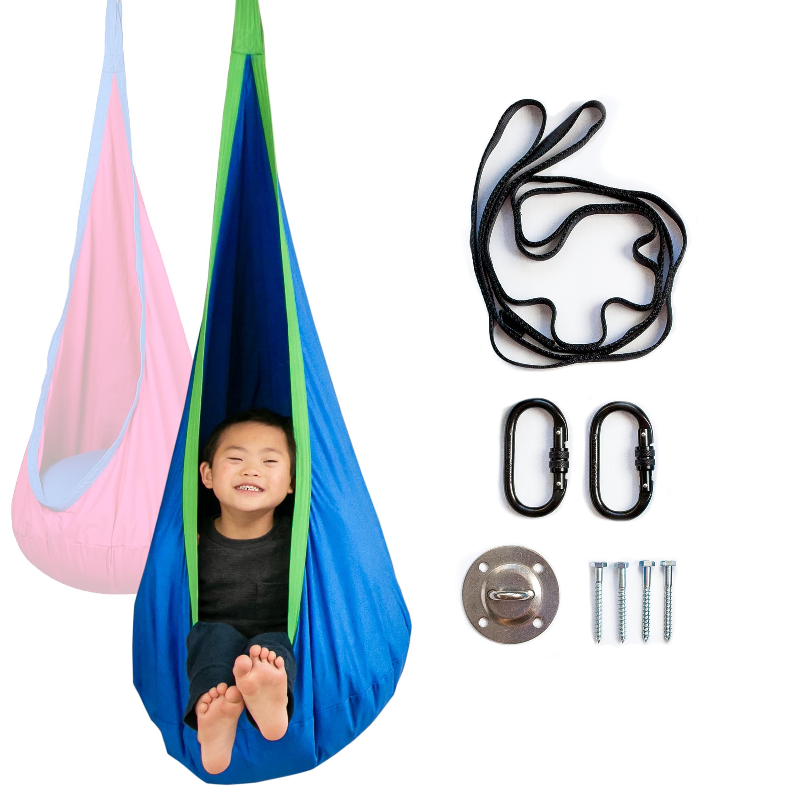 Harkla Sensory Swing - Indoor Pod Swing For Kids With Autism, Adhd, Or Sensory Processing Disorder - Comes With Rock Climbing Ra