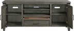 Intercon Foundry Media Console with 2 Shelves, 2 Cabinets, and Shelf, Brushed Pewter, 70" Width TV Stands
