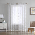 Laura Ashley Melody Vine Sheer Curtains with Rod Pocket, Each Panel Measures 54 W x 96 L, Ivory, 2 Panels