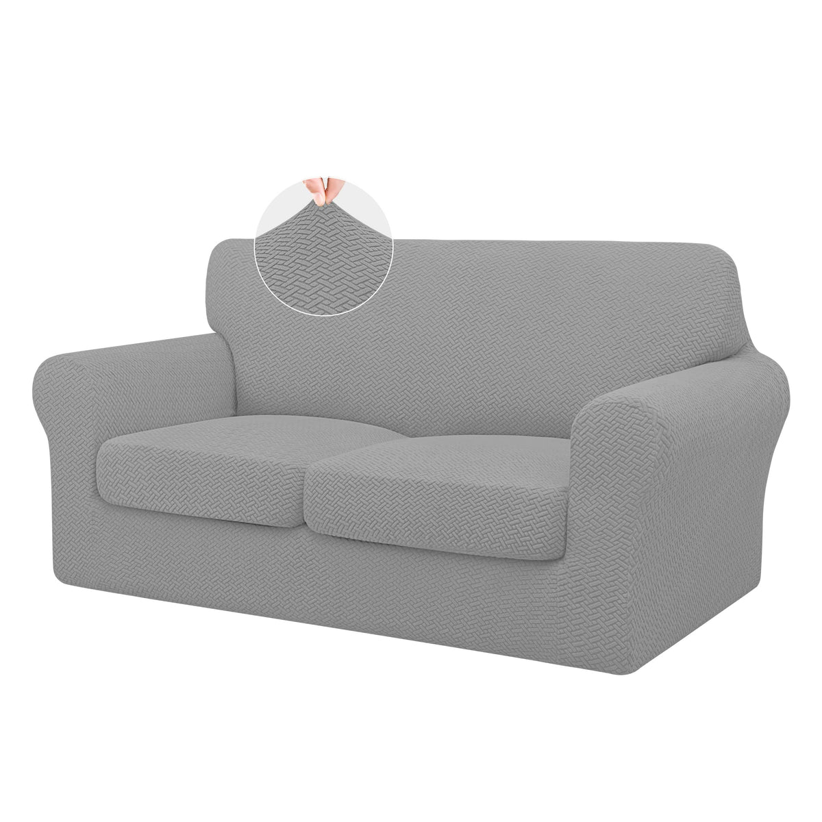ISSUNTEX 3 Pieces High Stretch Thicken Loveseat Couch Covers, Soft Sofa Slipcover for 2 Separate Cushion Couch, Jacquard Fabric 