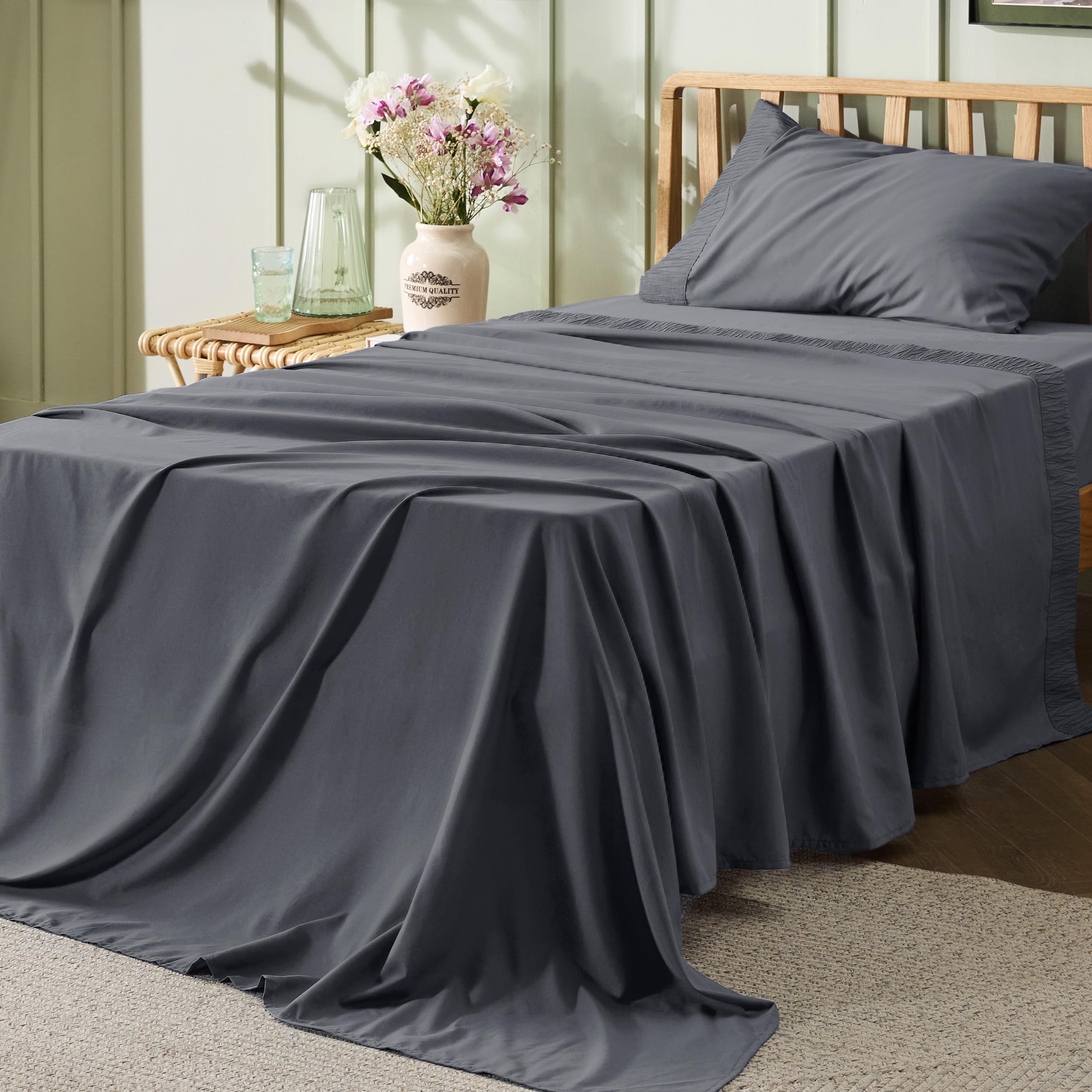 Bedsure Twin Xl Sheets Dorm Bedding - Soft Extra Long Twin Bed Sheets, 3 Pieces Hotel Luxury Grey Sheets Twin Xl, Easy Care Micr