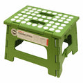 Kikkerland Foldable Sturdy Non- Slip Compact Lightweight Plastic Rhino II Step Stool, Green, Holds up to 300 lbs, for Kitchen, B