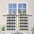 Simple Deluxe 2 Pcs Buffalo Check Kitchen Tier Curtains, Plaid Gingham Short Curtain For Half Cafe Windows, 26' W X 24' L, Bla