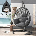 Chinnluu Oversized Hanging Egg Chair Outdoor Wicker Swing Chair With Stand Rain Cover Uv Resistant Cushion 400Lbs Capacity For P