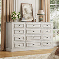 Zorplix Farmhouse 10 Drawer Wide Dresser For Bedroom, 55 ' Long Dresser Chest Of Drawers, Rustic Wood Storage Cabinet With Larg