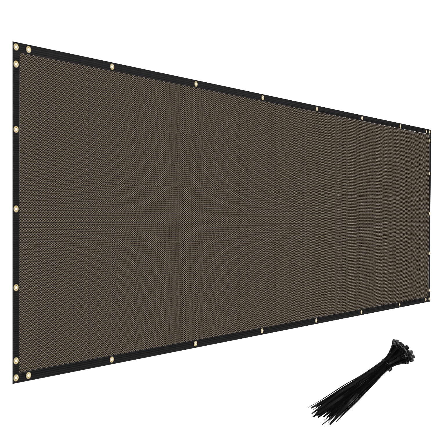 Windscreen4Less 6' X 25' Privacy Fence Screen In Brown W/ Brass Grommet 85% Blockage Windscreen Outdoor Mesh Fencing Cover Netti
