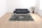 HomeRoots 508939 10 x 13 ft. Charcoal Rust Gray Blue Ivory & Brown Oriental Power Loom Stain Resistant Rectangle Area Rug