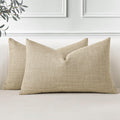 Otostar Pack Of 2 Throw Pillow Covers 12X20 Inch Linen Light Tan Pillowcases Farmhouse Decorative Solid Pillow Covers 30X50 Cm L