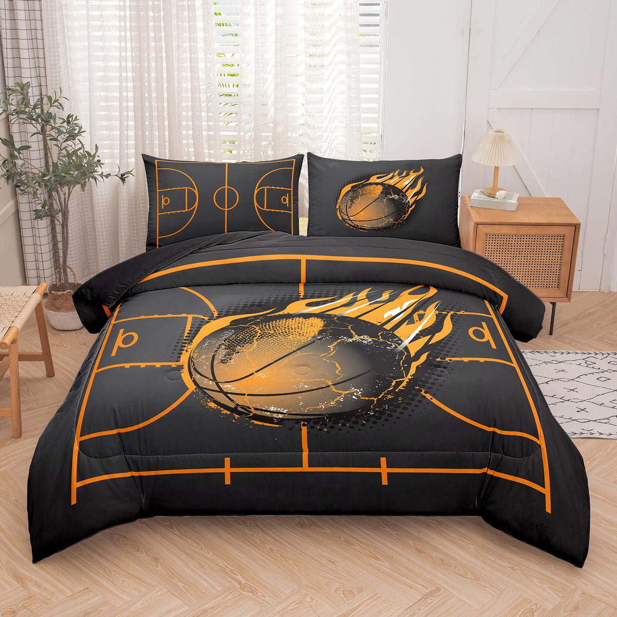 Ninenine Basketball Bedding Set,Sports Comforter Sets For Boys,Twin Bedding Sets For Boys,Basketball Comforter Set(1Comforter, 1