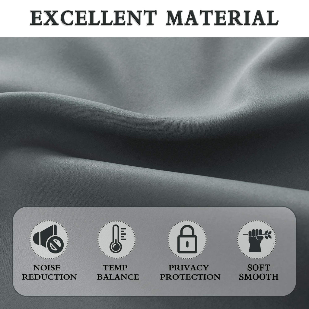 Donren Medium Grey Small Curtains For Bathroom -Blackout Thermal Insulating Curtain Tiers For Bedroom With Rod Pocket(52 By 36 Inches,2 Panels)