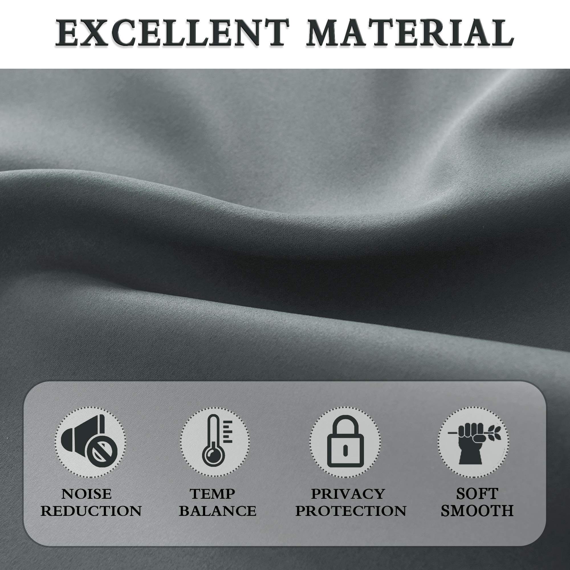 Donren Medium Grey Small Curtains For Bathroom -Blackout Thermal Insulating Curtain Tiers For Bedroom With Rod Pocket(52 By 36 Inches,2 Panels)