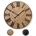 Large Wall Clock 24 Round - Silent Metal & Wood Large Clock - Farmhouse Wall Clock Large - 24 Inch Wall Clock For Living Room De