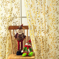 Deeprove Sheer Curtains 96 Inches Long 2 Panels Set, Gold Foil Print Metallic Vine Leaves Window Treatments For Bedroom, Bronzin