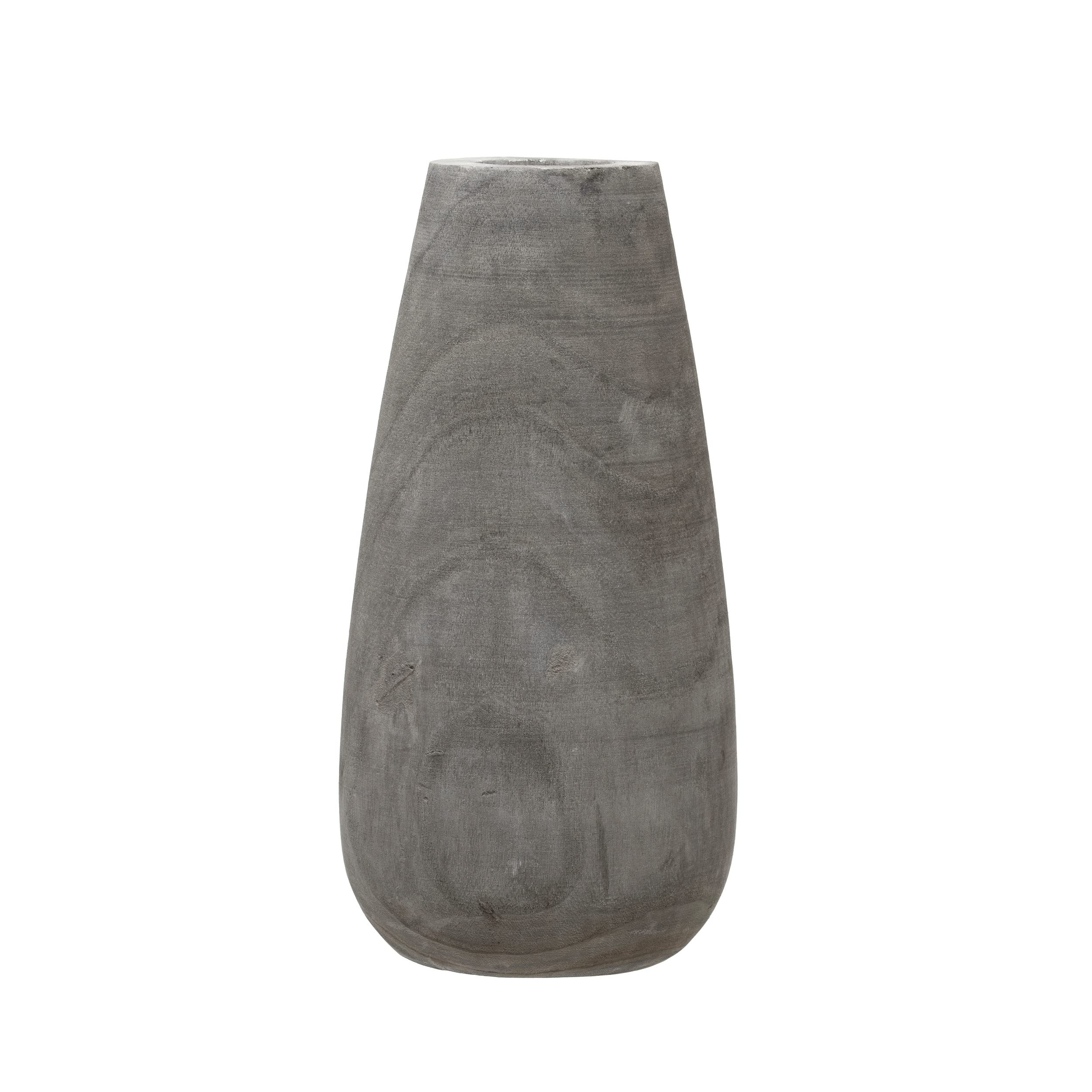 Creative Co-Op Paulownia Wood Grey Wash Vase