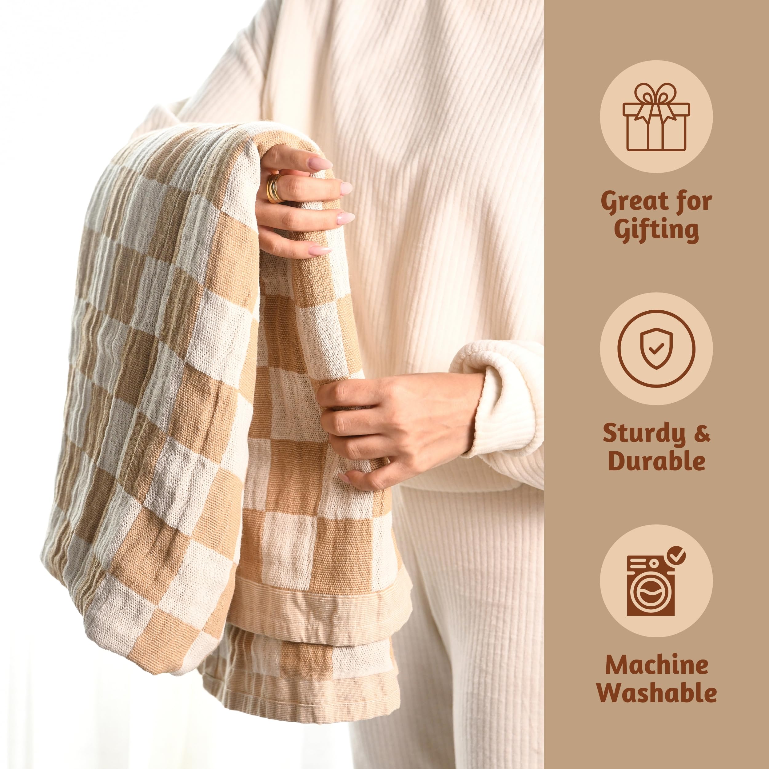 Folkulture Fall Throws For Couch 50'' X 60'', 100% Recycled Cotton Couch Blanket And Throws For Chair, Throw Blanket For Couch O