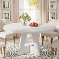 Tribesigns Round Dining Table Wood Kitchen Table for Dining Room, 47 in Dinning Room Tables for 4-6, Circle Dinner Table with Wo
