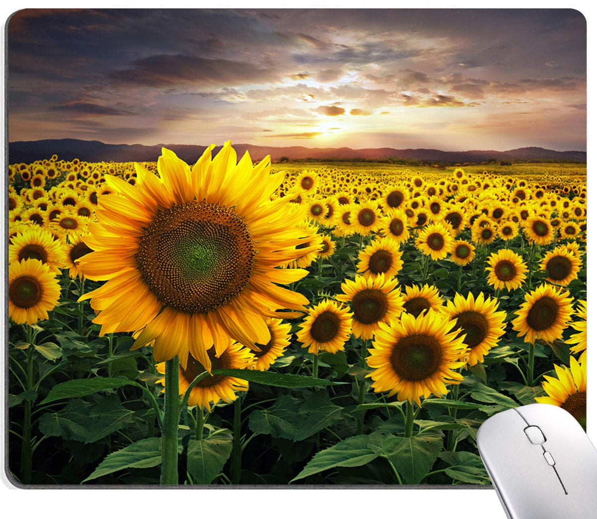 Sunflower Mouse Pad, Floral Square Mouse Pads Gift For Her, Mouse Mat Square Waterproof Mousepad Non-Slip Rubber Mousepads For O
