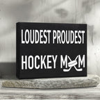 Jennygems Hockey Mom Gifts, Loudest Proudest Hockey Mom Wooden Sign, Decor And Wall Hanging, Made In Usa