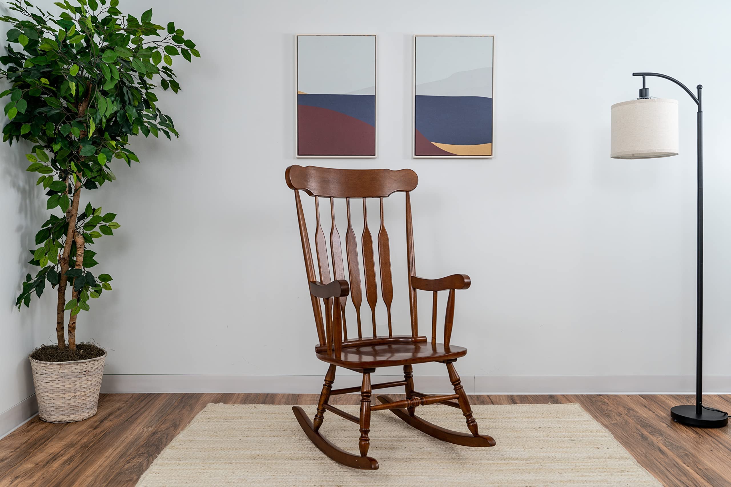 Gift Mark Rocking Chairs - Classic Wooden Rocker - Comfort Fitted Design Perfect For Living Rooms, Bedrooms, Nurserys, And More - Classic Vintage Style Chairs (Cherry)