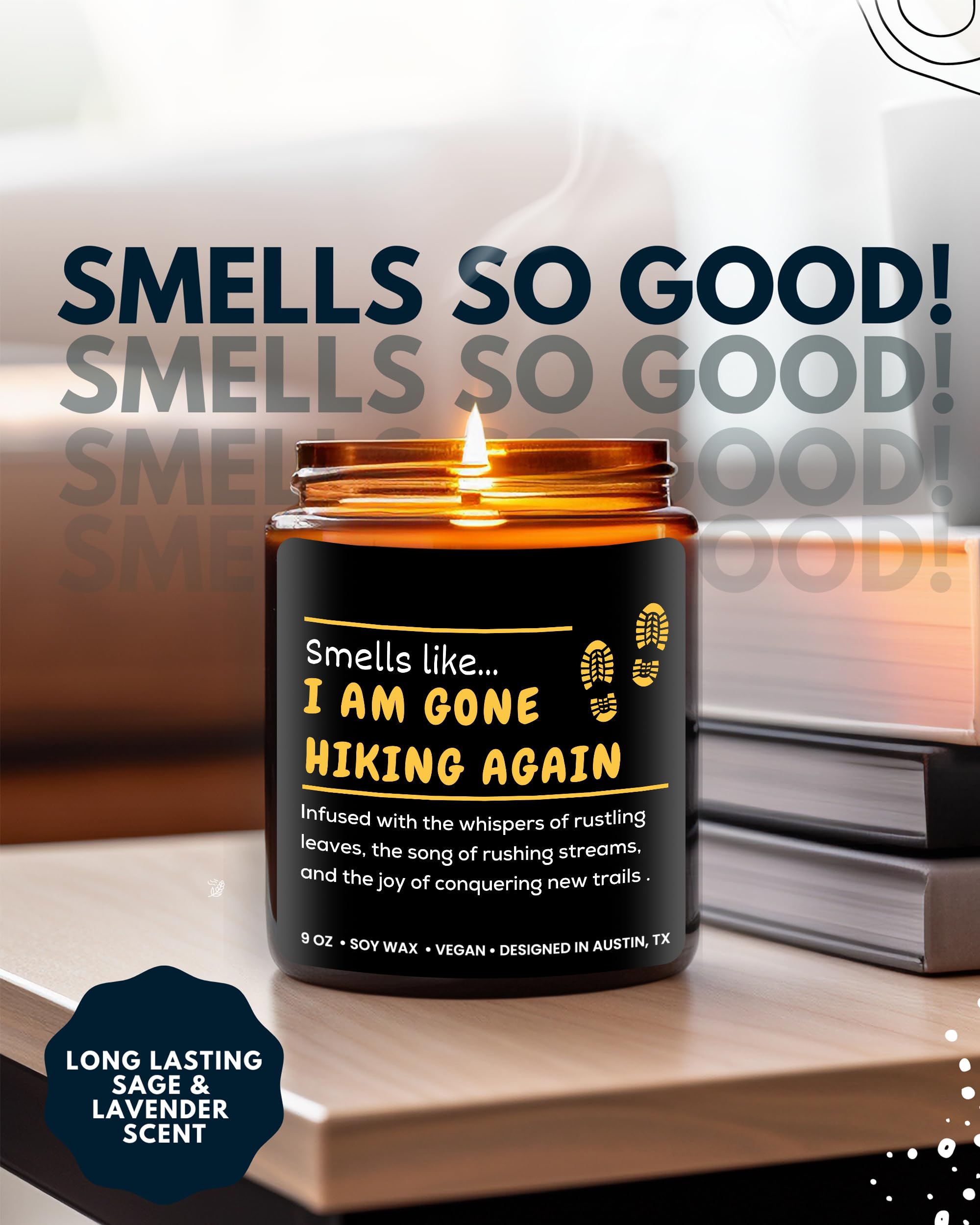 Hiking Candle, Best Hiking Gifts For Men & Women, Unique Hiker Gifts For Him & Her, Cool Gifts For Hikers, Hiking Themed Gifts F