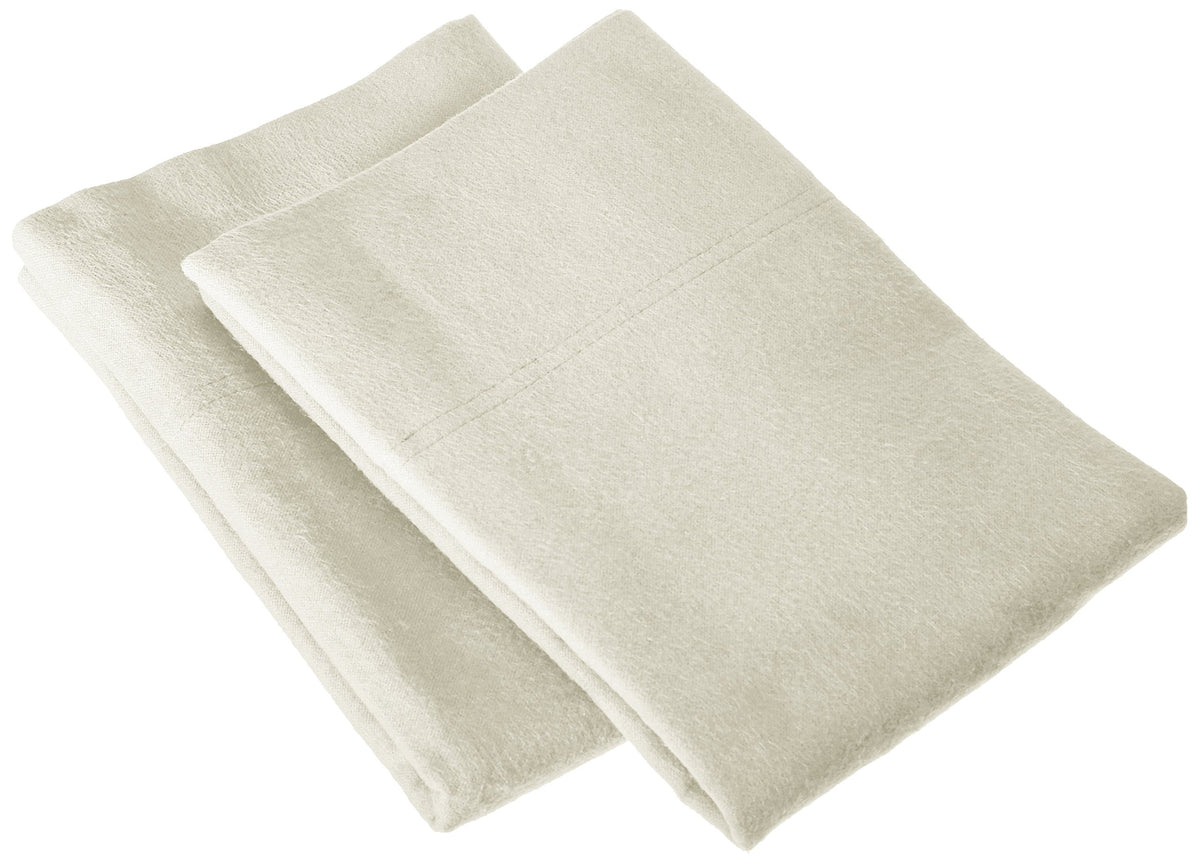 Tribeca Living Fl170Edpckiiv Soft 170-Gsm Cotton Flannel Pillowcases, King, Ivory