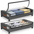 LAMU Under Bed Storage Containers with Wheels, 2 Pack, Hemp Grey