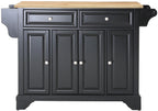 Crosley Furniture Lafayette Wood Top Rolling Kitchen Island Storage Cart, Microwave Stand, Spice Rack, Black
