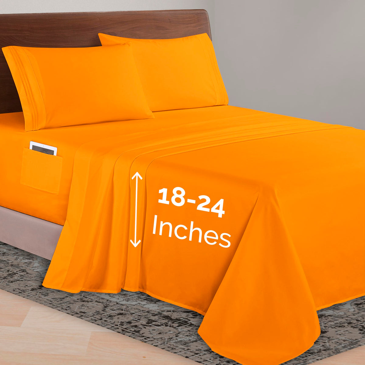 Elegant Comfort Luxurious 1500 Premium Hotel Quality Microfiber 4-Piece Sheet Set, 18-24 Inches Deep - Extra Deep Pocket Sheets