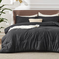 Bedsure Queen Comforter Set - Black Comforter Queen Size, Soft Bedding For All Seasons, Cationic Dyed Bedding Set, 3 Pieces, 1 C