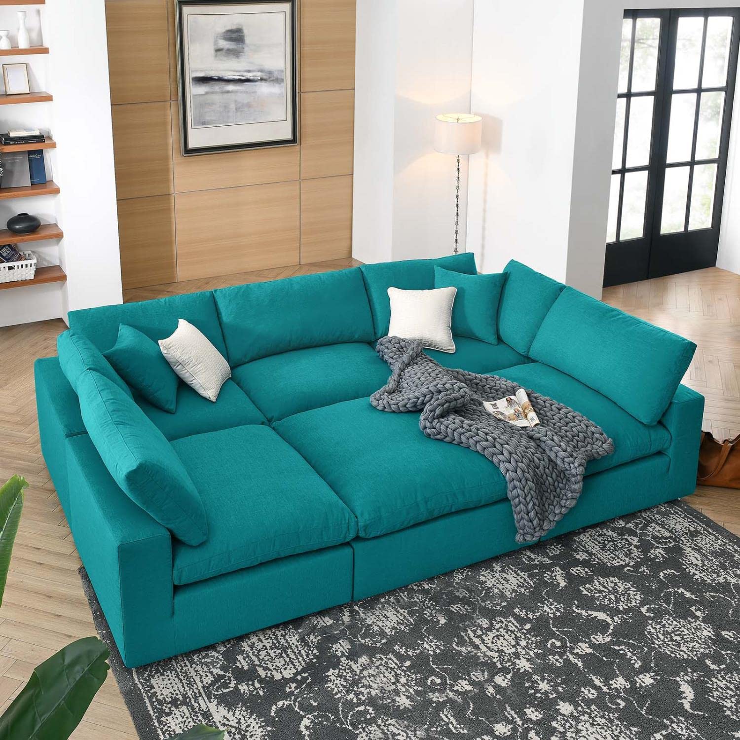 Modway Commix 6-Piece Modern Fabric Overstuffed Sectional Sofa - Thumbnail 3