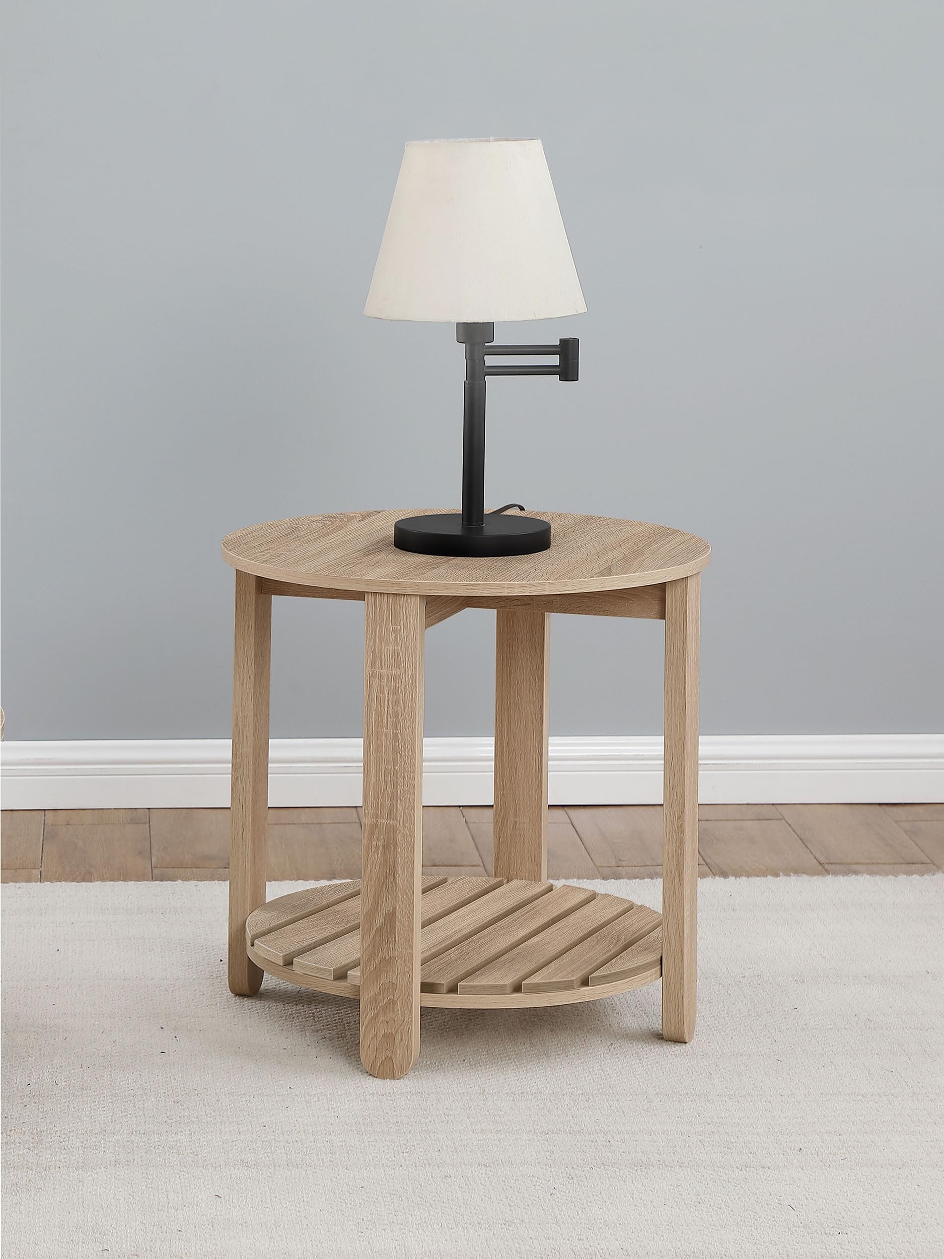 Coaster Home Furnishings Fowler 1-Shelf Round Engineered Wood Side End Table Natural