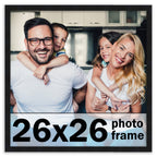 CountryArtHouse 26x26 Frame Black Solid Pine Wood Picture Frame Includes UV Acrylic Plexiglass, Acid Free Foam Backing Board and